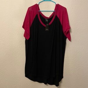 Torrid 4 Black and Pink Raglan Tee